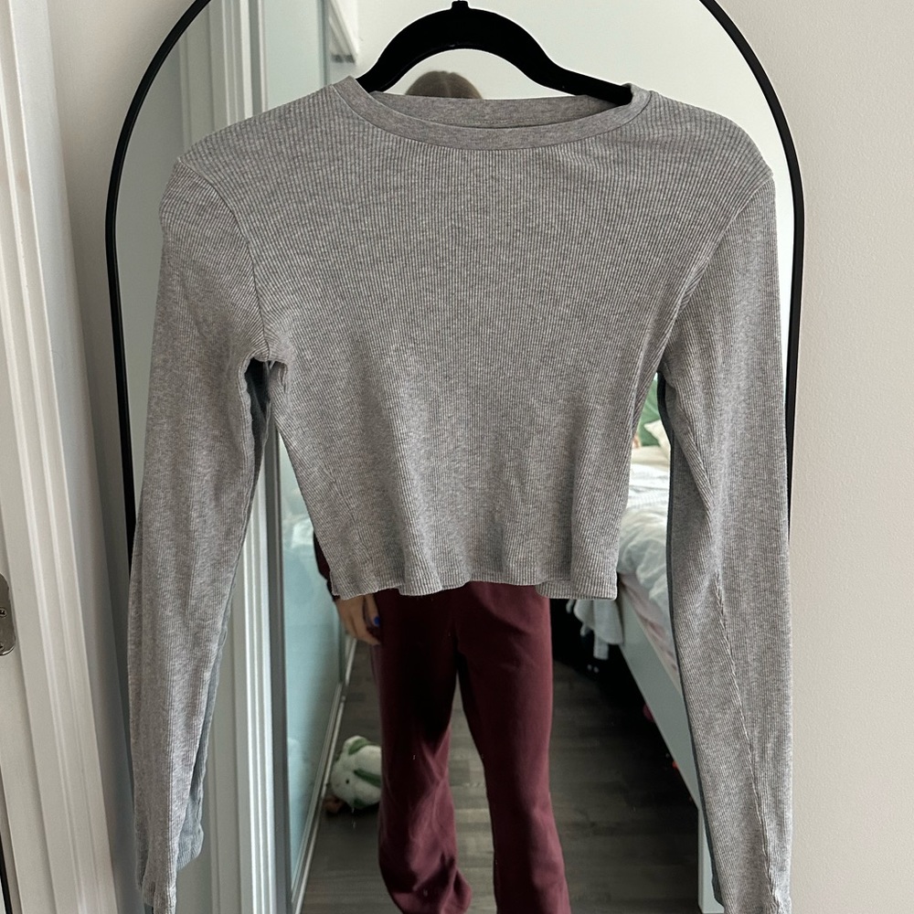 TNA Grey Ribbed long sleeve